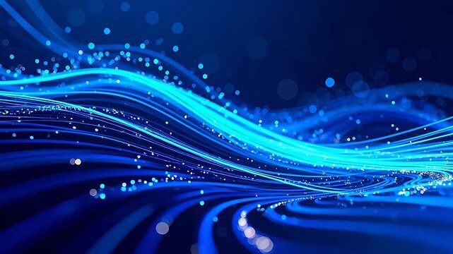 Blue abstract wave lines and dots