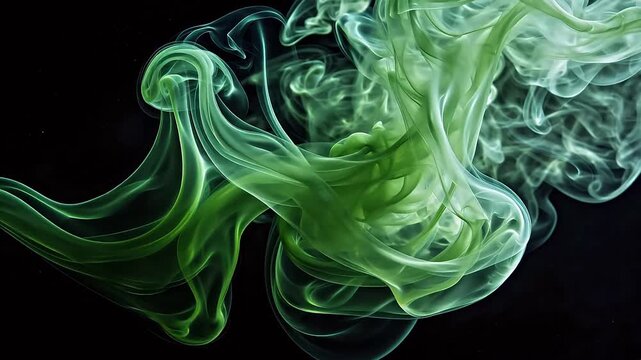 Green smoke swirling in dark background