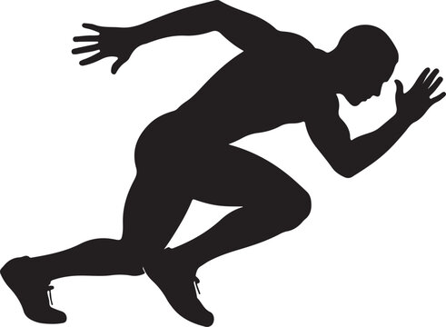  Sprinter Dynamic Start Pose silhouette vector on a white background