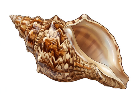 Brown seashell vector illustration isolated on white background