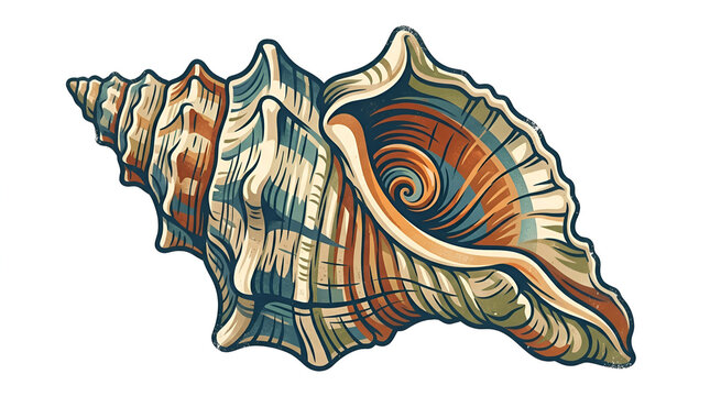 Vintage seashell vector illustration isolated on white background