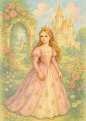 Obraz premium Fairytale princess in enchanted garden.