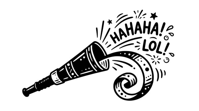 Telescope, HAHA, LOL, Celebration, Fun, Comedy, Illustration