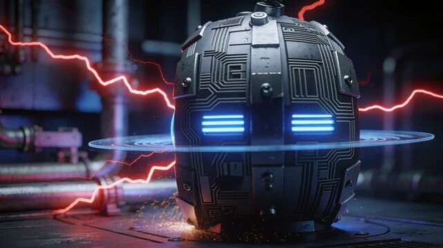 Advanced fusion reactor with a glowing plasma core generating immense power and electrical arcs