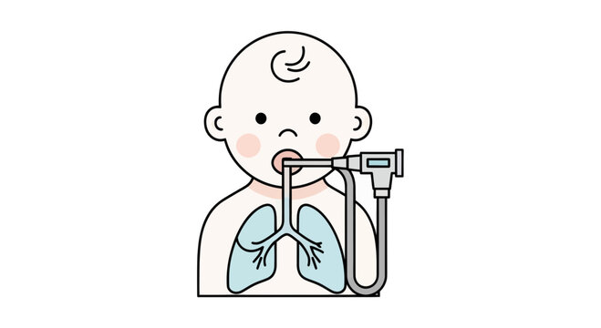 Baby undergoing lung examination with bronchoscope