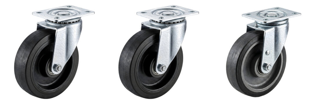 set of the isolated Tented swivel castor wheel on withe background PNG photo high resolution''