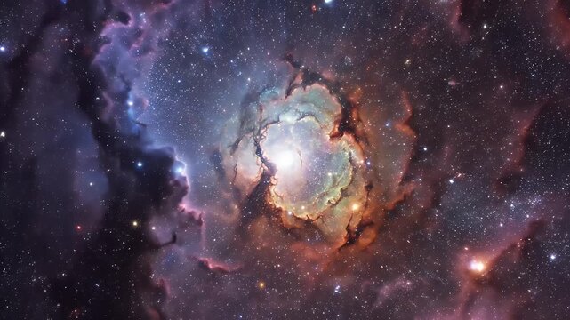 Stunning nebula glows with vibrant colors amidst a field of stars.