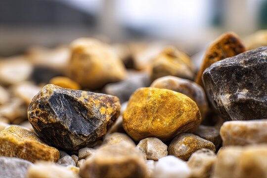 Close up of small stones and aggregate showing natural earthy texture and mineral detail