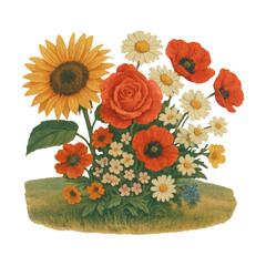 Fototapeta premium PNG Vintage floral bouquet illustration