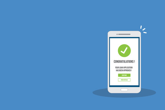 Mobile Banking Loan Approval Notification on Smartphone Screen	