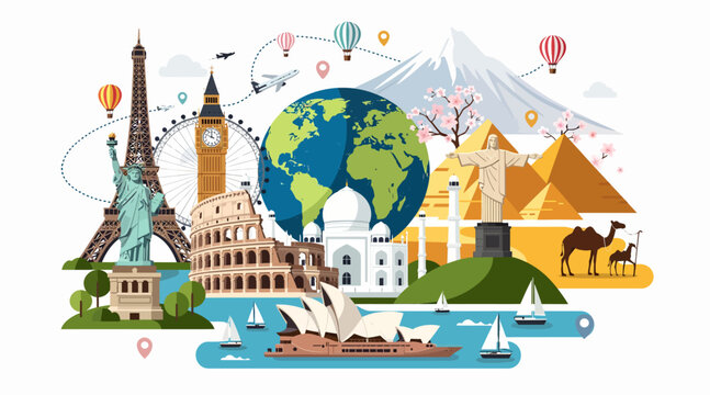 World Landmarks Collage - Global Travel Destinations Collage