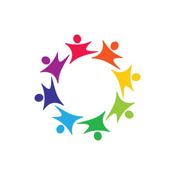 Colorful Diverse People Circle Unity Icon