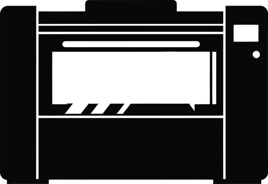 Silhouette vector modern industrial laser cutter printing machine icon design