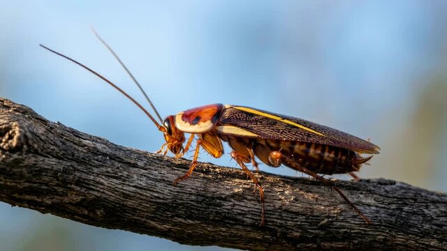 australian cockroach on forest ground australia morning light close up video