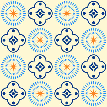 vector seamless pattern with flowers and circle, suitable for banner, wallpaper, fabric, textile design, packaging design, mosaic