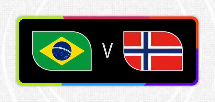 Brazil vs Norway Match in Knockout stage Flag Graphic Banner.