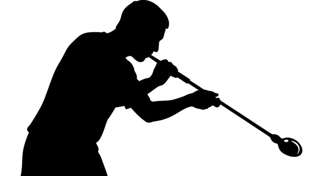 Close up of glassblower profile silhouette