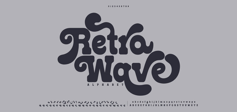 Retro Wave Abstract Fashion font alphabet. Minimal modern urban fonts for logo, brand etc. Typography typeface uppercase lowercase and number. vector illustration