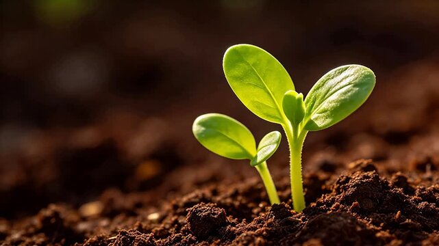 Young plant sprouting from soil