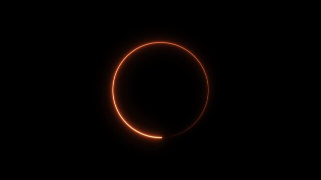 Glowing orange neon circle loading animation on black background, progress