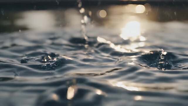 A close-up view of water splashing to form a crown shape with reflections.