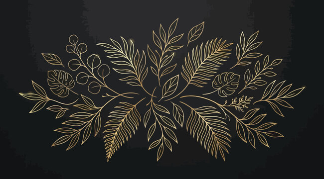 Elegant gold line art floral arrangement