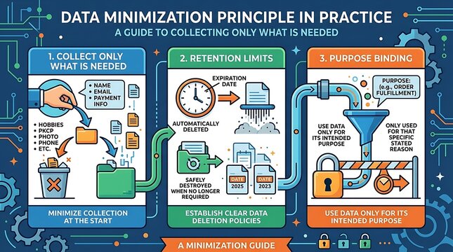 Data minimization principle infographic for privacy and security