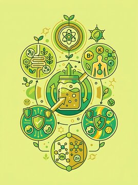 Probiotic nutrition cycle with icons for gut health and immunity