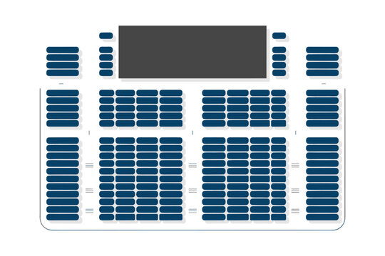 Top-Down View of Blue Event Seating Chart Layout with Stage