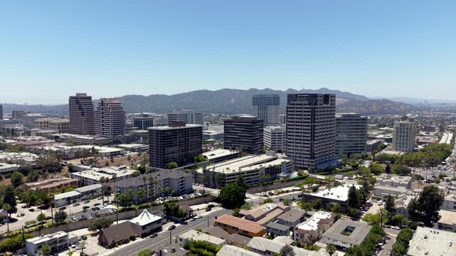 aerial pushing into glendale california