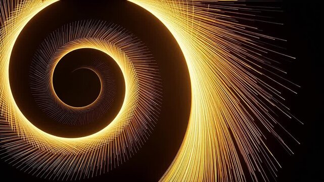 Golden spiral light pattern on black