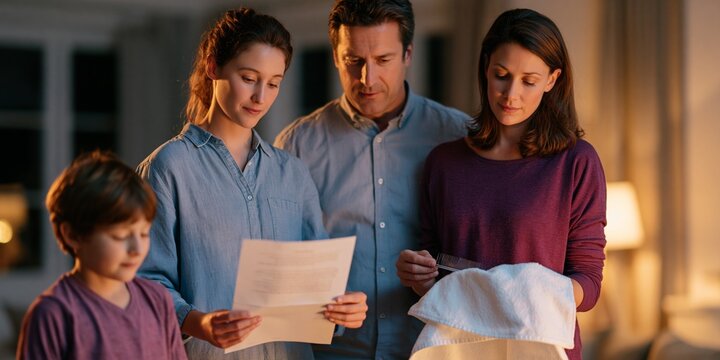 Family Reading Important Document Together