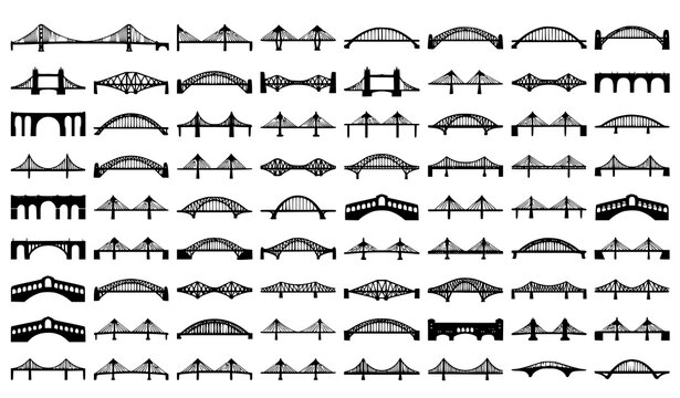 Bridge Silhouette Vector Bundle Black Architectural Structure Collection
