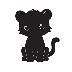 Black cartoon cat sitting isolated on white background, Vector, illustration © Emam Bodda