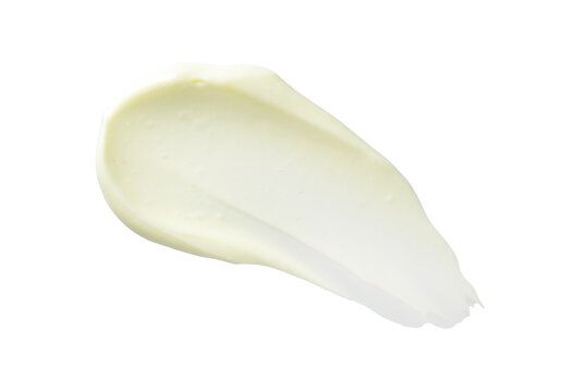 Creamy cosmetic smear of vitamin C face cream, serum or body cream butter isolated on transparent background. Skincare texture and moisturizing beauty product sample for design.