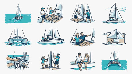 Vector illustration of various boats and ships types. © Ramdani