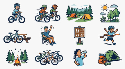 Vector illustration of diverse cyclists and bicycles. © Ramdani