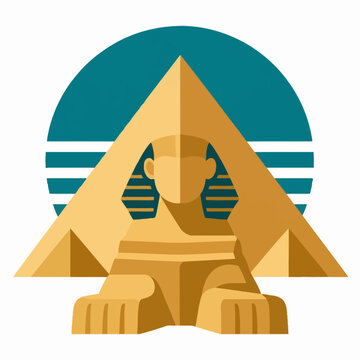 Ancient Egyptian Sphinx and Pyramid Landmark Scene.