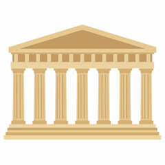Fototapeta premium Ancient Greek Temple with Columns and Pediment Architectural Structure.