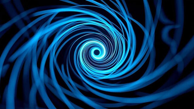 Blue glowing spiral lines on black background
