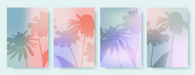 Сollection of beautiful backgrounds featuring chamomiles and wildflowers. Pastel colored gradients. Floral greeting cards or cover designs © Лилия Агапова