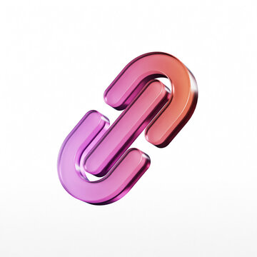 3d metallic gradient link icon for web design