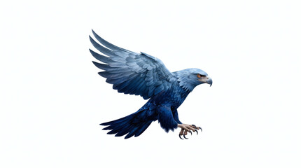 Fototapeta premium Majestic Blue Eagle Flying Isolated on White Background
