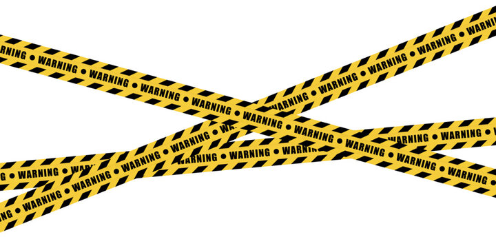 Yellow and black warning tape, caution tape, hazard tape, danger tape, construction site barrier, police line, crime scene tape, industrial safety tape, restricted area marking