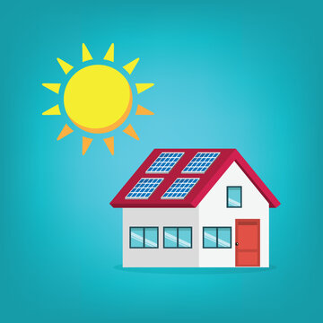 Residential Solar Panel Home Renewable Energy Vector Illustration	