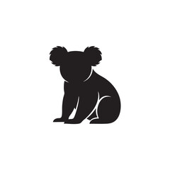 Black koala silhouette sitting isolated on white background, Vector, illustration © Emdad