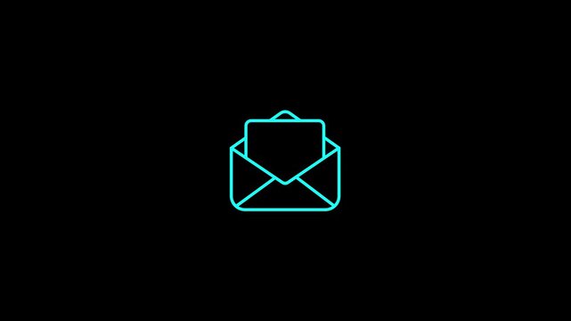 Neon glowing email animation: digital communication and messaging concept