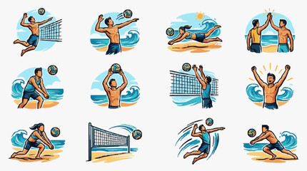 Vector illustration set of various marine animals and sea creatures. © Gabut