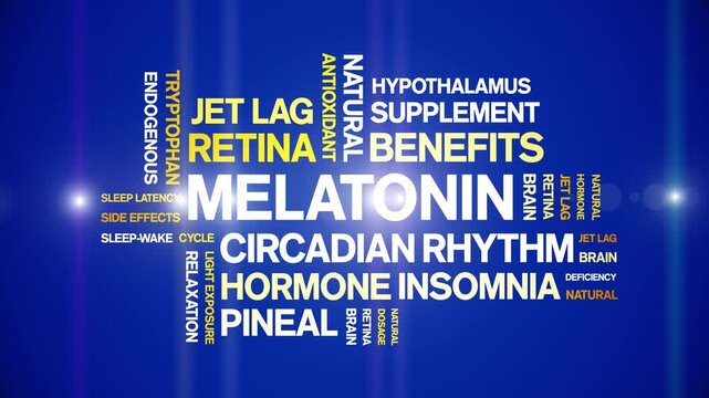 Melatonin animated word cloud-animation tag kinetic typography seamless loop.