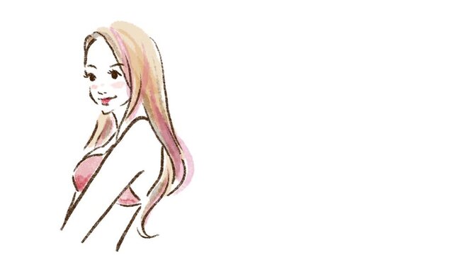 ロングヘアを風に靡かせる美しい女性
ループ動画